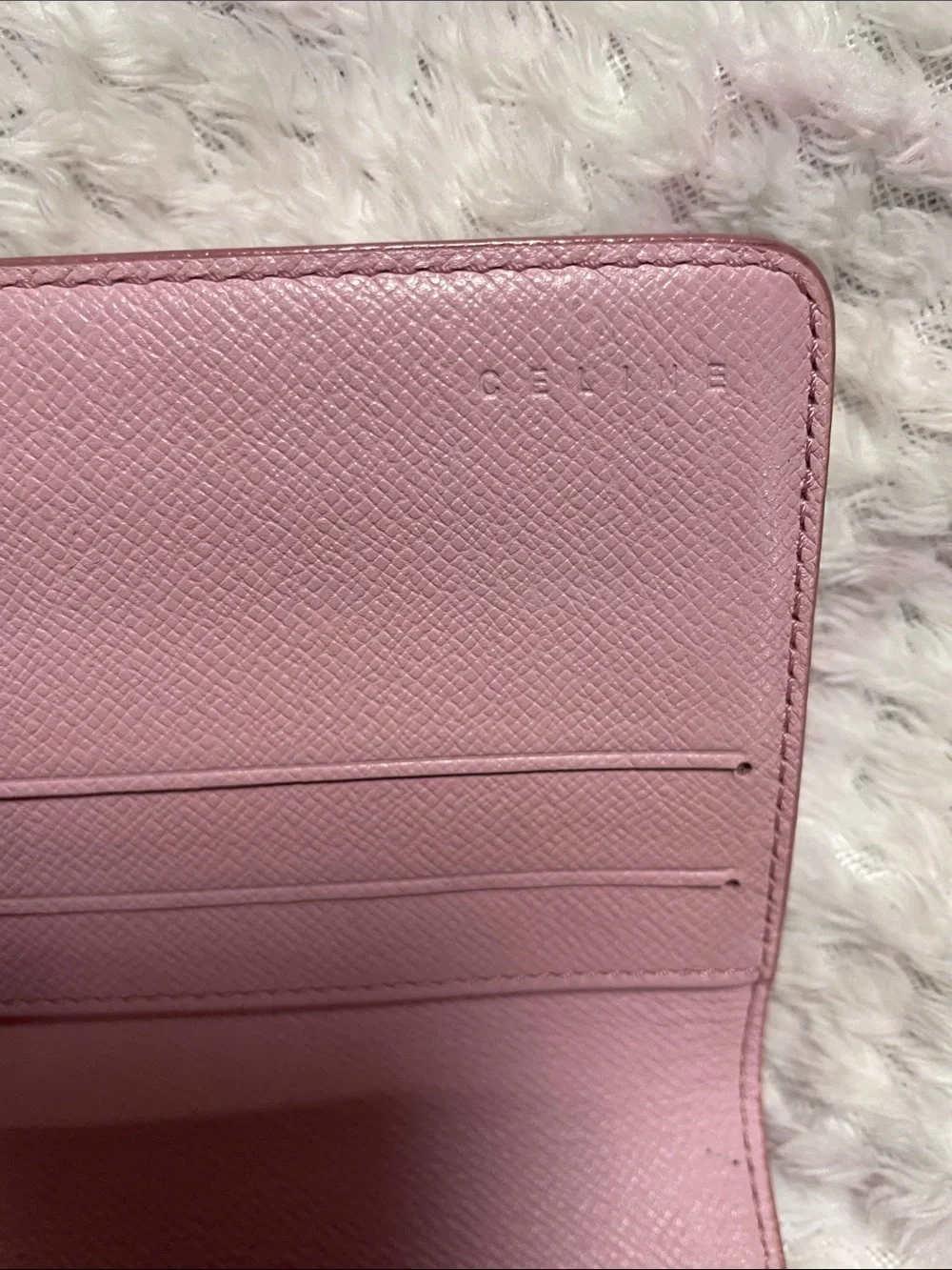 Celine Monogram Continental Wallet with Pink Trim